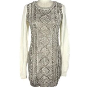 🟤 ABS ALLEN SCHWARTZ BROWN & CREAM SWEATER DRESS SIZE SMALL